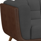 Sofá 3 Lugares 240cm Coin Courino Marrom | Veludo Cinza - Sal